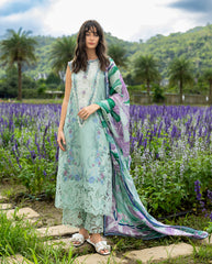 3-PC Unstitched Chikan Embroidered Lawn Hemline By Mushq | Hummingbird Haven