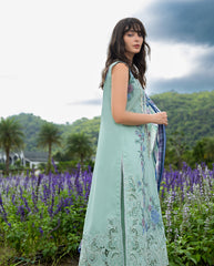 3-PC Unstitched Chikan Embroidered Lawn Hemline By Mushq | Hummingbird Haven