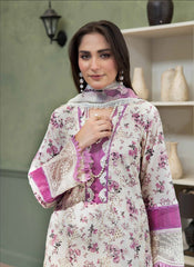 3-PC Unsttiched Embroidered Printed Lawn Shezlin By Johra | JS-648
