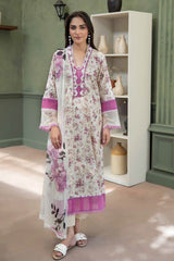 3-PC Unsttiched Embroidered Printed Lawn Shezlin By Johra | JS-648