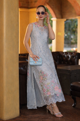 3-PC Unstitched Schiffli Embroidered Lawn Noor By Saadia Asad | D10 - B - Roselle