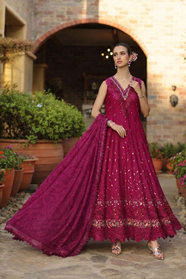 3-PC Unstitched Schiffli Embroidered Lawn Noor By Saadia Asad | D6 - A - Zelina