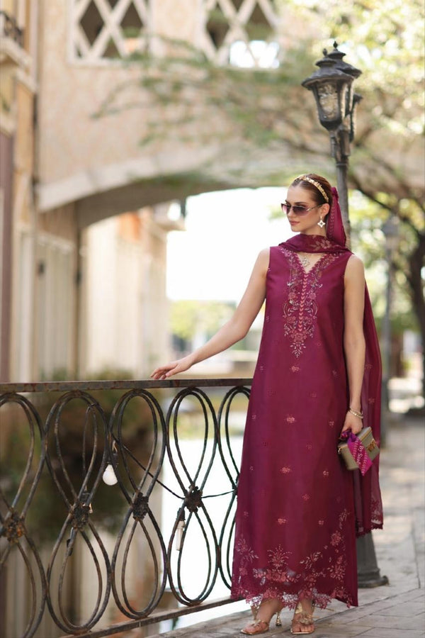 3-PC Unstitched Embroidered Lawn Noor By Saadia Asad | D3 - A