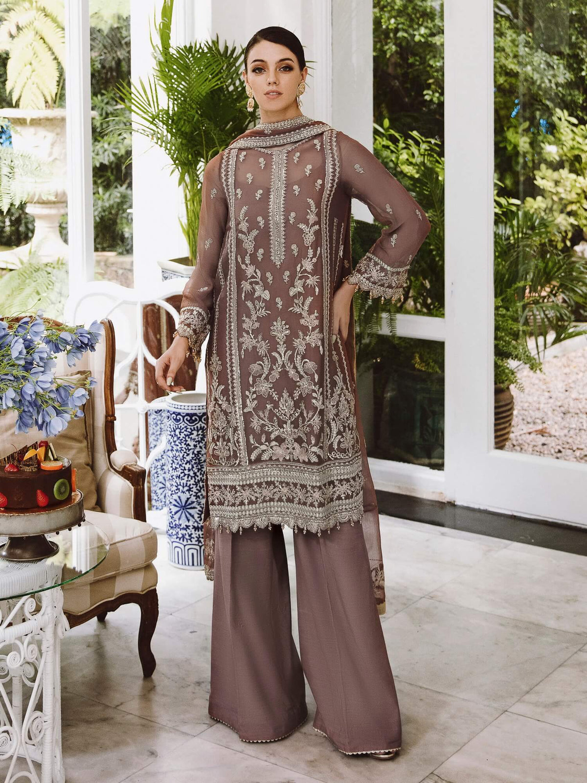 Saad Shaikh Ella Unstitched Embroidered Luxury Chiffon 3Pc Suit DSG-05