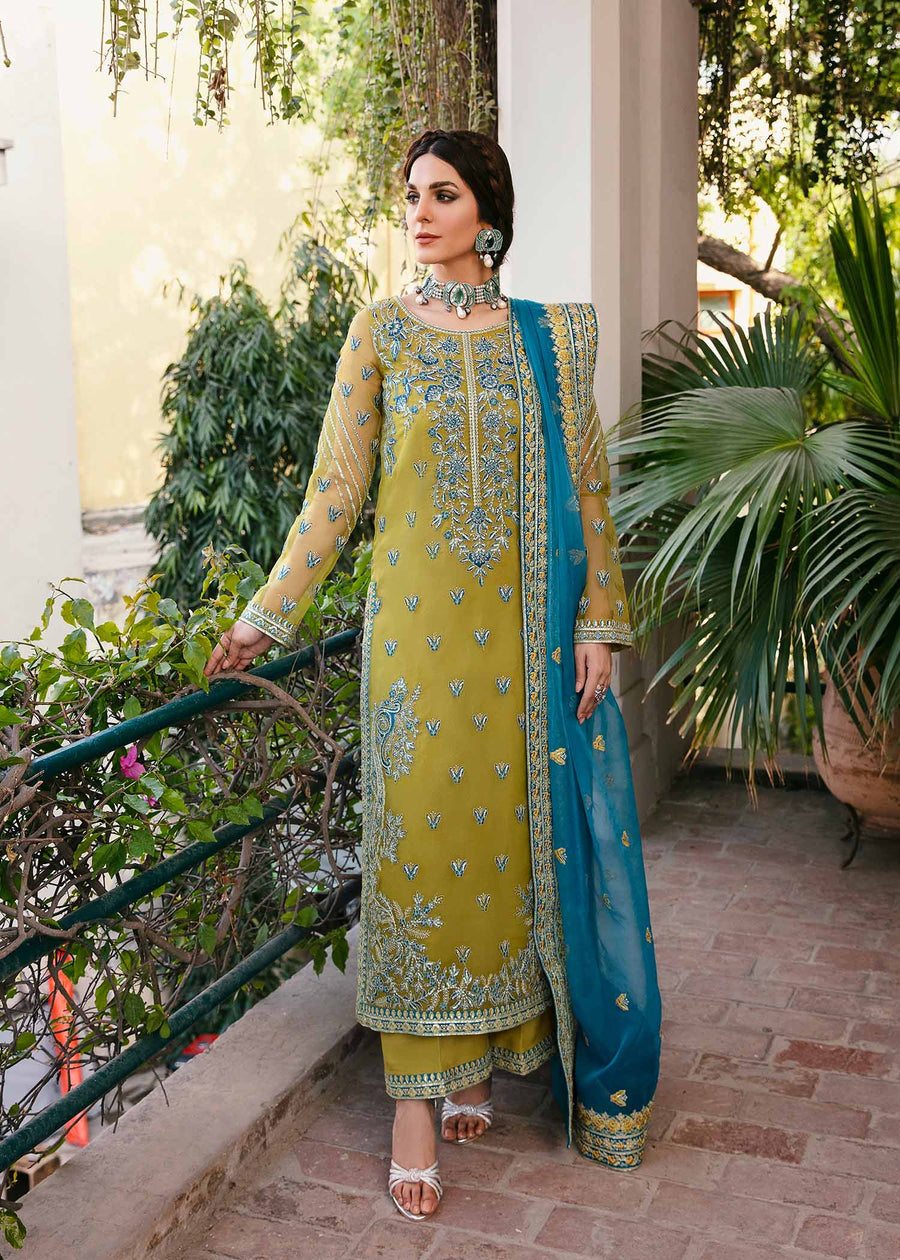3-PC Unstitched Embroidered Hand Embellished By Akbar Aslam | Davina