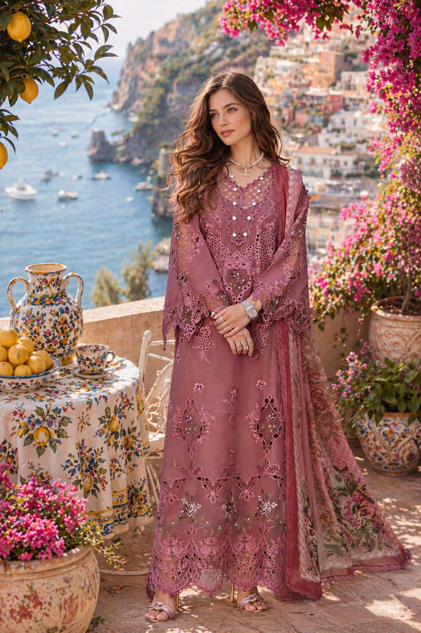 3-PC Unstitched Embroidered Lawn Schiffli Laserkari By Saadia Asad | D1