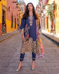 3-PC Unstitched Embroidered Lawn Odessey By Mushq | Ines