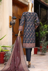 D 04 | 3PC Stitched Damask Jacquard Premium Lawn By HZ Textiles