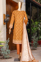 D 07 | 3PC Stitched Damask Jacquard Premium Lawn By HZ Textiles