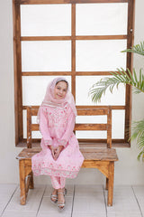 3-PC Stitched Embroidered Javari Net Saheli By Suntex Fabrics | Pink