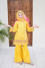 3-PC Stitched Embroidered Javari Net Saheli By Suntex Fabrics | Yellow