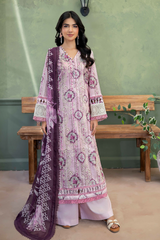 3-PC Unsttiched Embroidered Printed Lawn Shezlin By Johra | JS-641