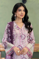 3-PC Unsttiched Embroidered Printed Lawn Shezlin By Johra | JS-641