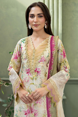 3-PC Unsttiched Embroidered Printed Lawn Shezlin By Johra | JS-647