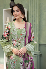 3-PC Unsttiched Embroidered Printed Lawn Shezlin By Johra | JS-645