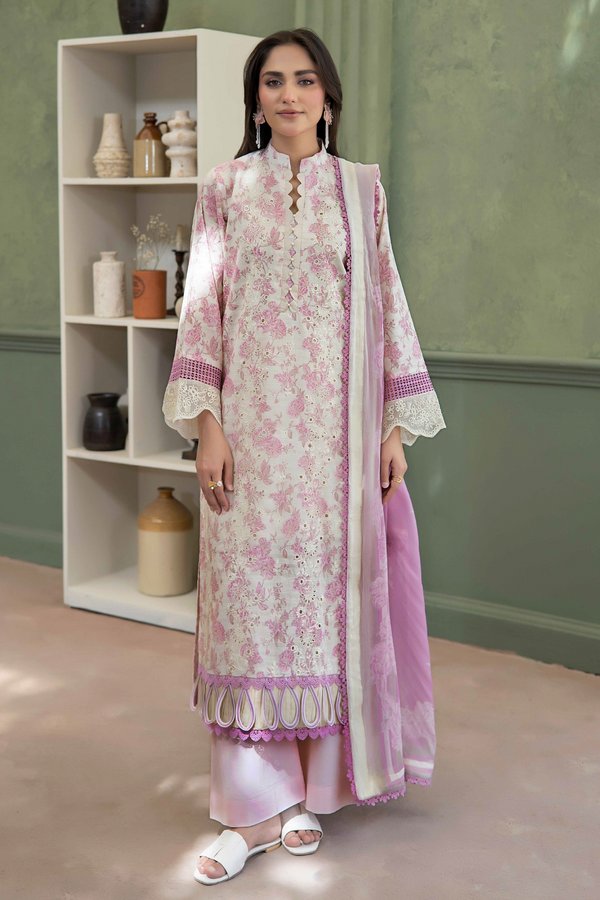 3-PC Unsttiched Embroidered Printed Lawn Shezlin By Johra | JS-646