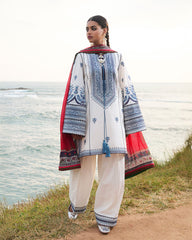 Unstitched 3-PC Embroidered Cotton Silk Dupatta By Jugnu | Tawi