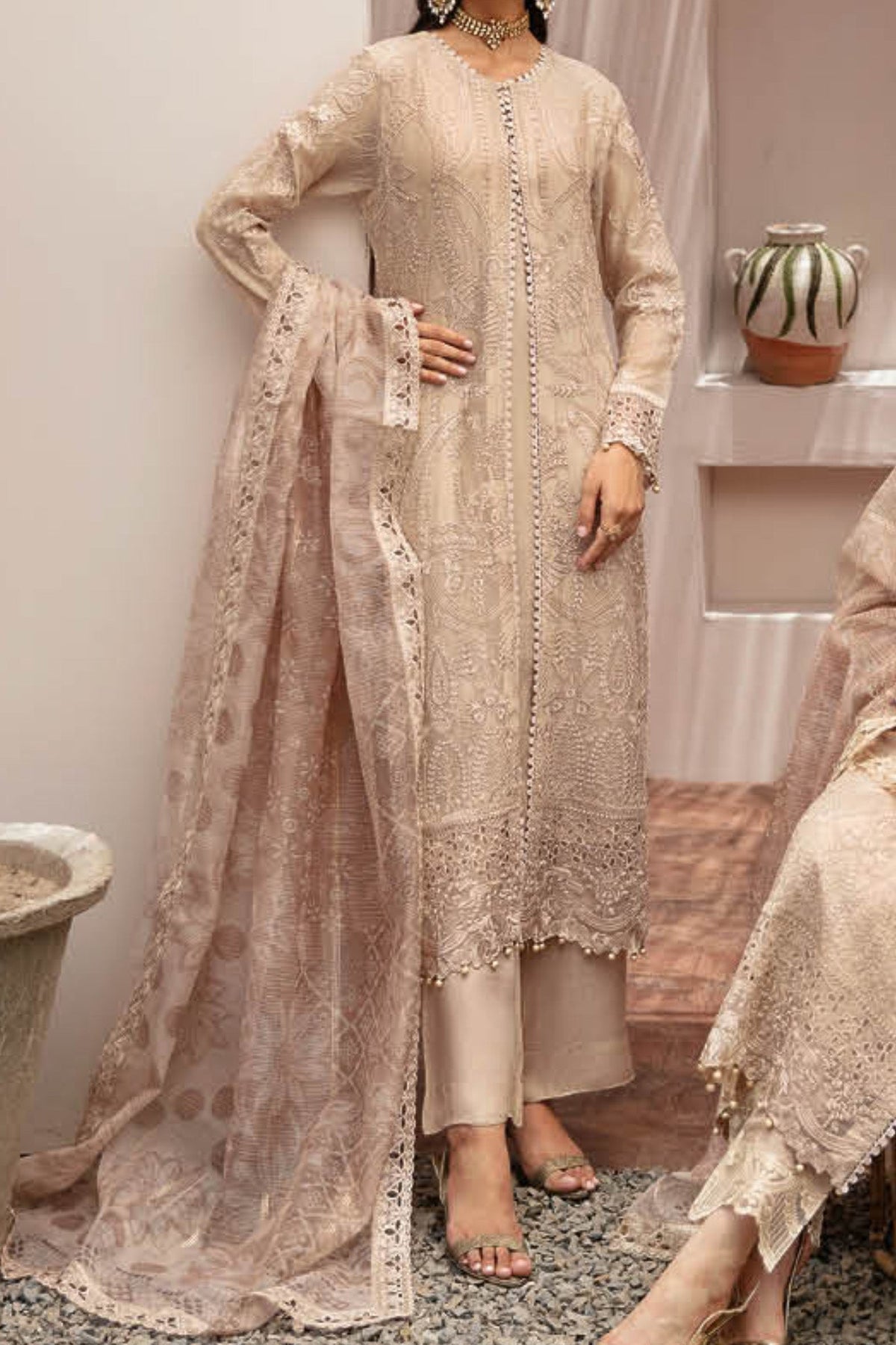 K-202 | 3Pc Unstitched Suit Weightless Chiffon Collection Kashish By Ramsha