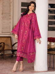 10-KIRAZ | 3 PC Unstitched Luxury Lawn NAQSH By Binilyas