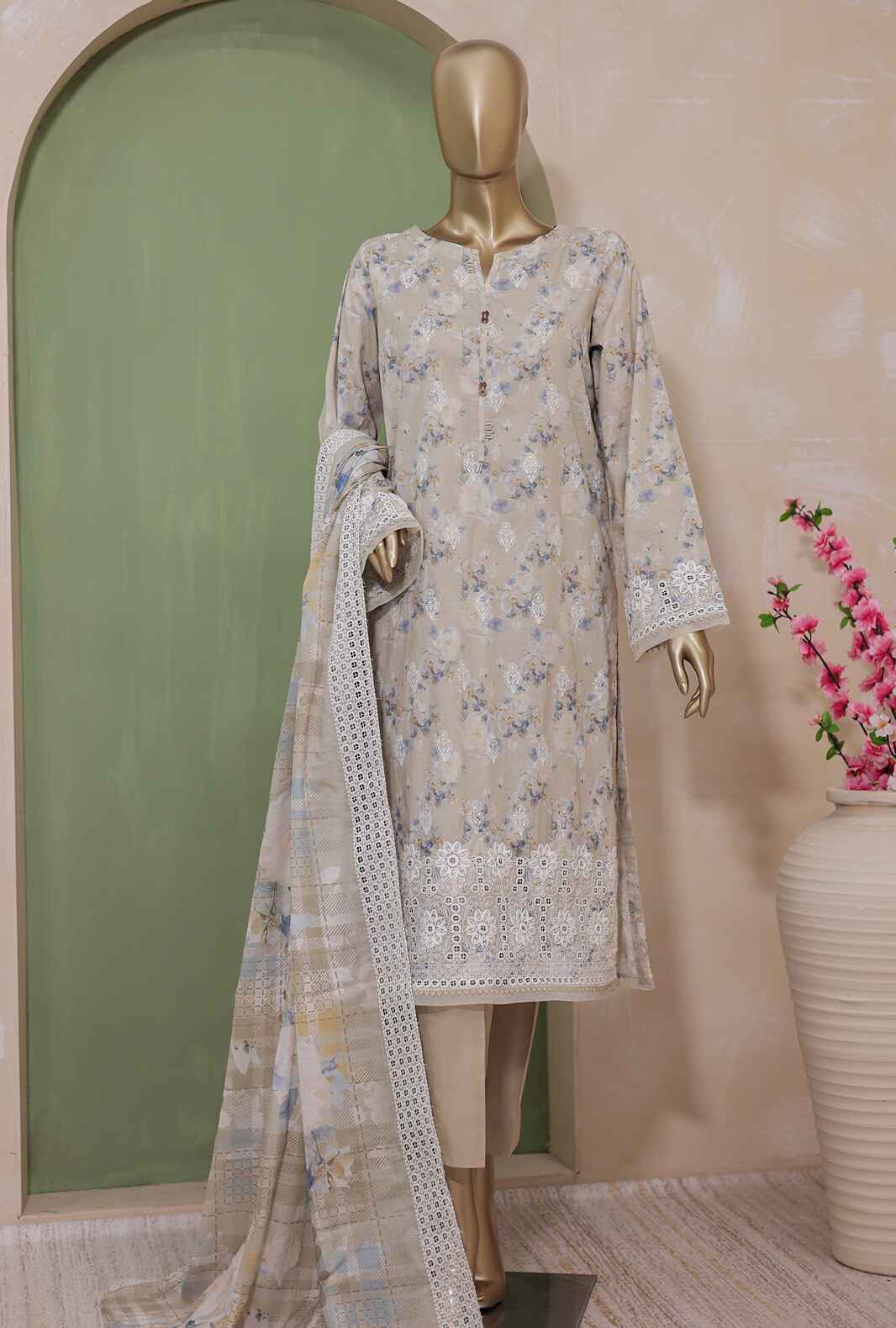 KNC-03 | 3PC Unstitched Kohinoor Netkari Embroidered By Hz Textiles