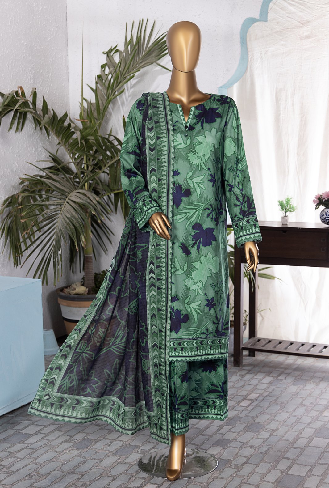 3-PC Unstitched Linen Printed Wintry by HZ Textiles | LWP-1302