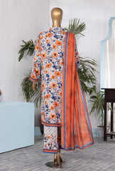 3-PC Unstitched Linen Printed Wintry by HZ Textiles | LWP-1303