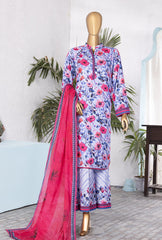 3-PC Unstitched Linen Printed Wintry by HZ Textiles | LWP-1304