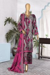 3-PC Unstitched Linen Printed Wintry by HZ Textiles | LWP-1306