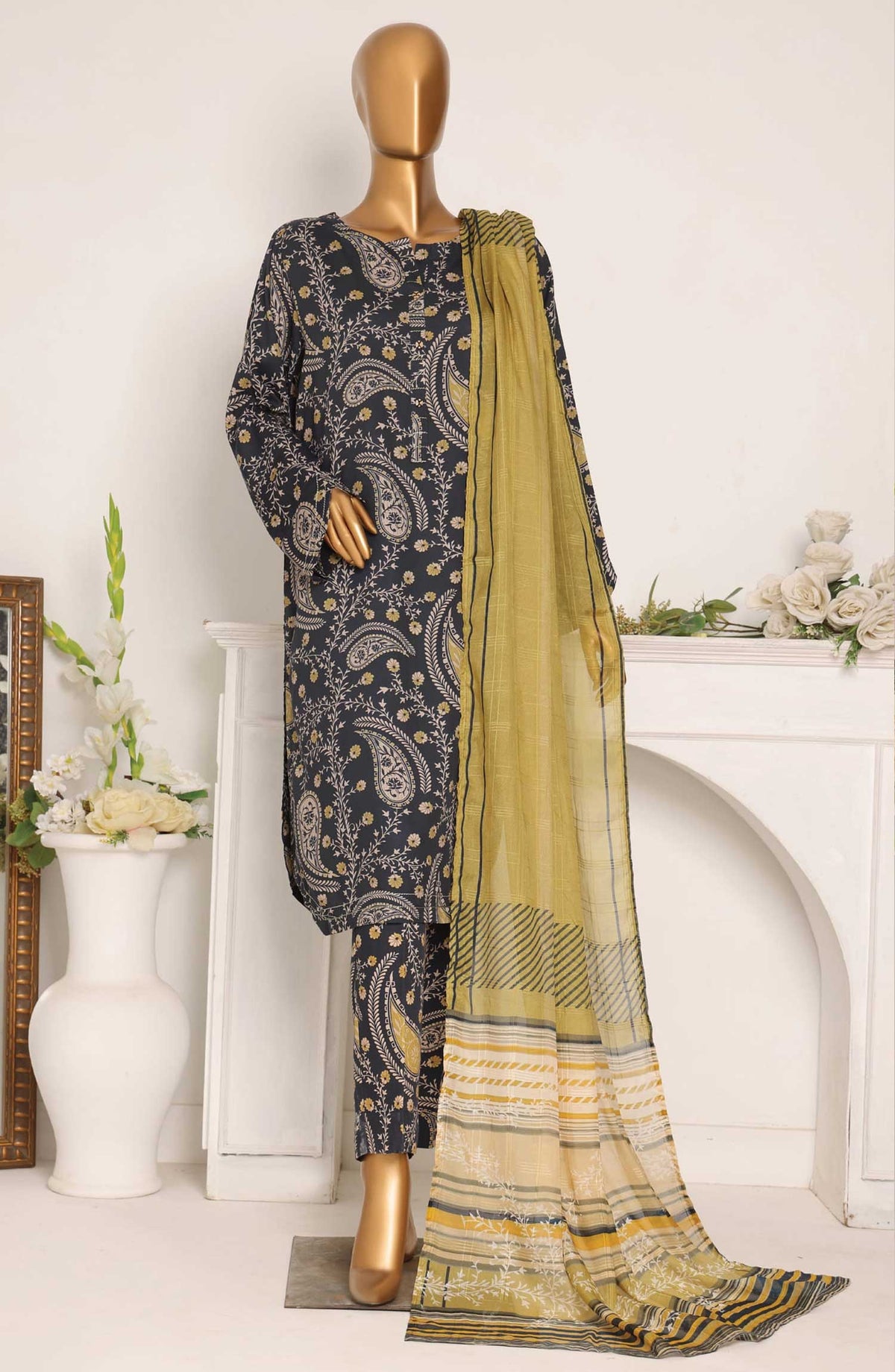 LWP-1120 | 3Pc Unstitched Suit Winter Digital Printed Linen Wintry By Hz Textiles