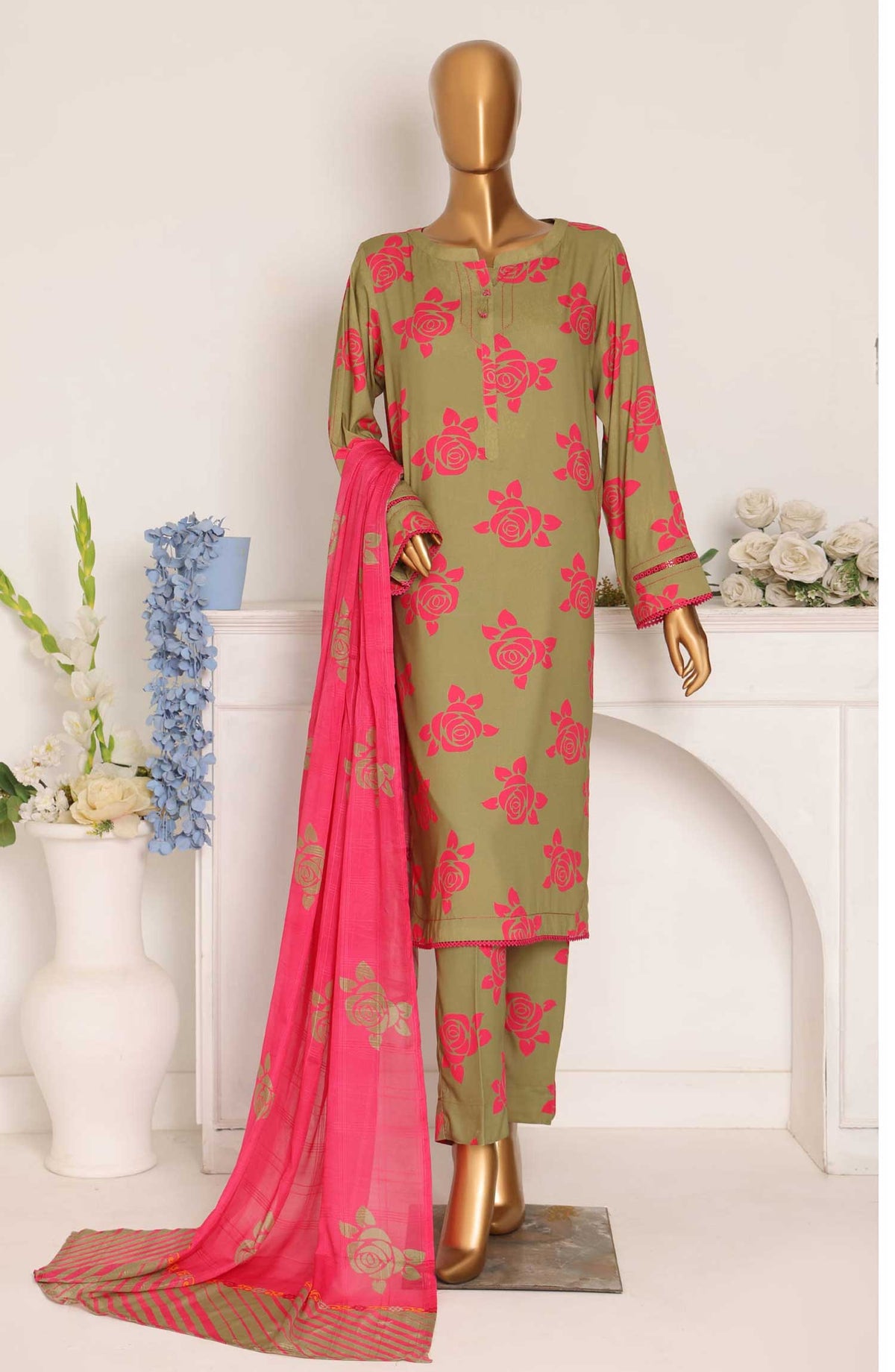 LWP-1122 | 3Pc Unstitched Suit Winter Digital Printed Linen Wintry By Hz Textiles