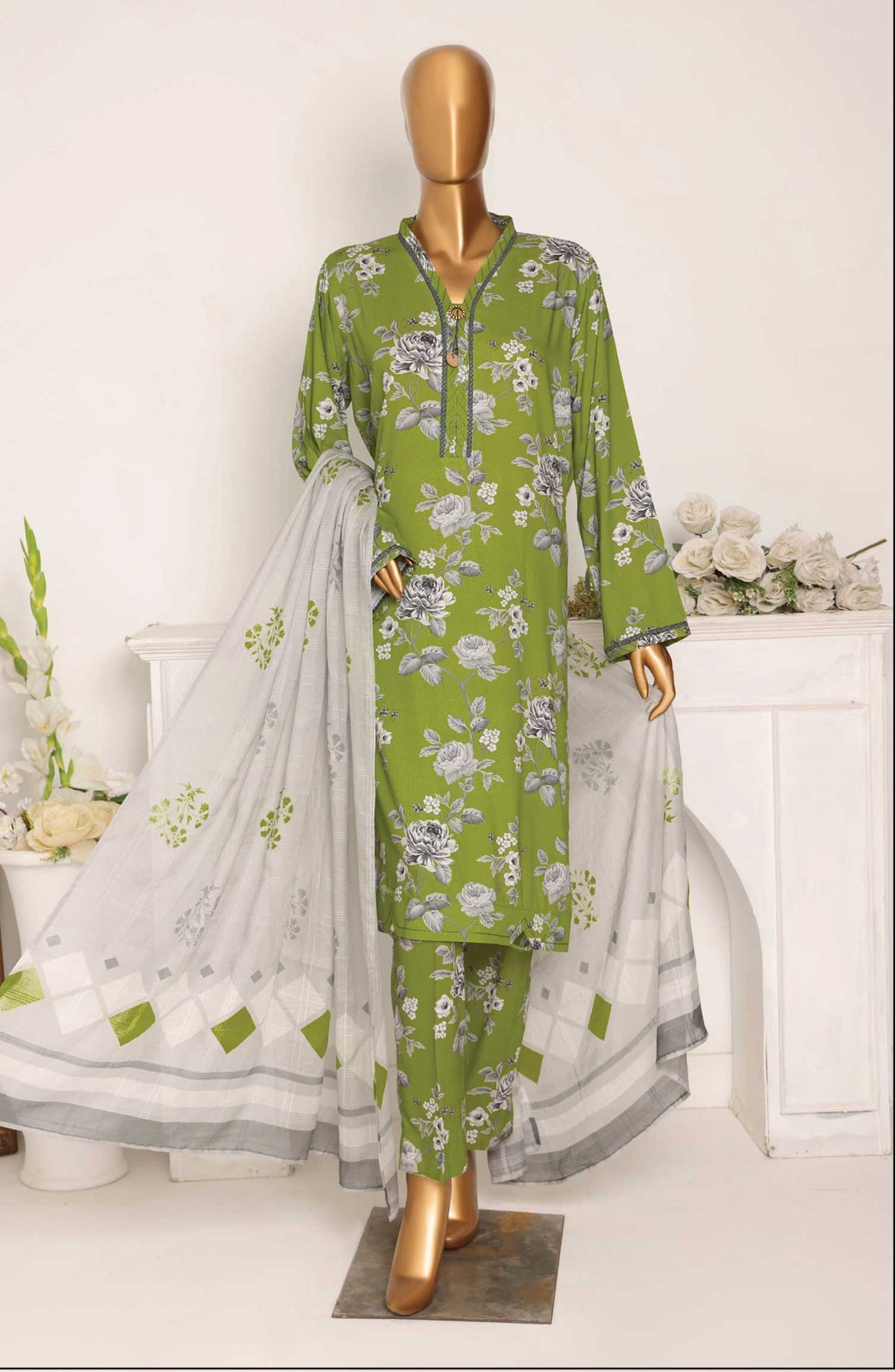 LWP-1123 | 3Pc Unstitched Suit Winter Digital Printed Linen Wintry By Hz Textiles