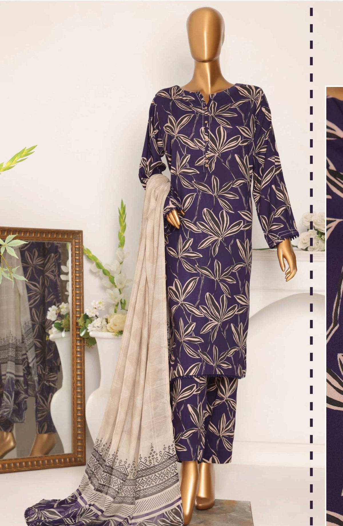 LWP-1126 | 3Pc Unstitched Suit Winter Digital Printed Linen Wintry By Hz Textiles