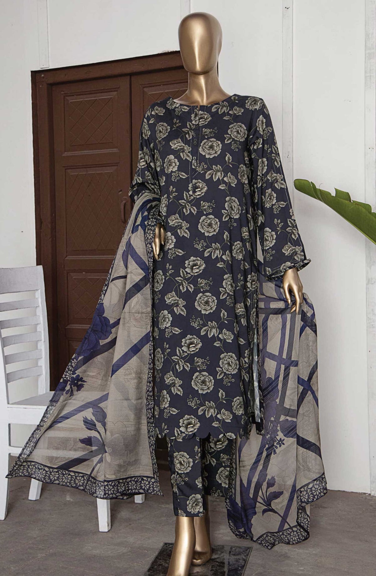 LWP-1128 | 3Pc Unstitched Suit Winter Digital Printed Linen Wintry By Hz Textiles