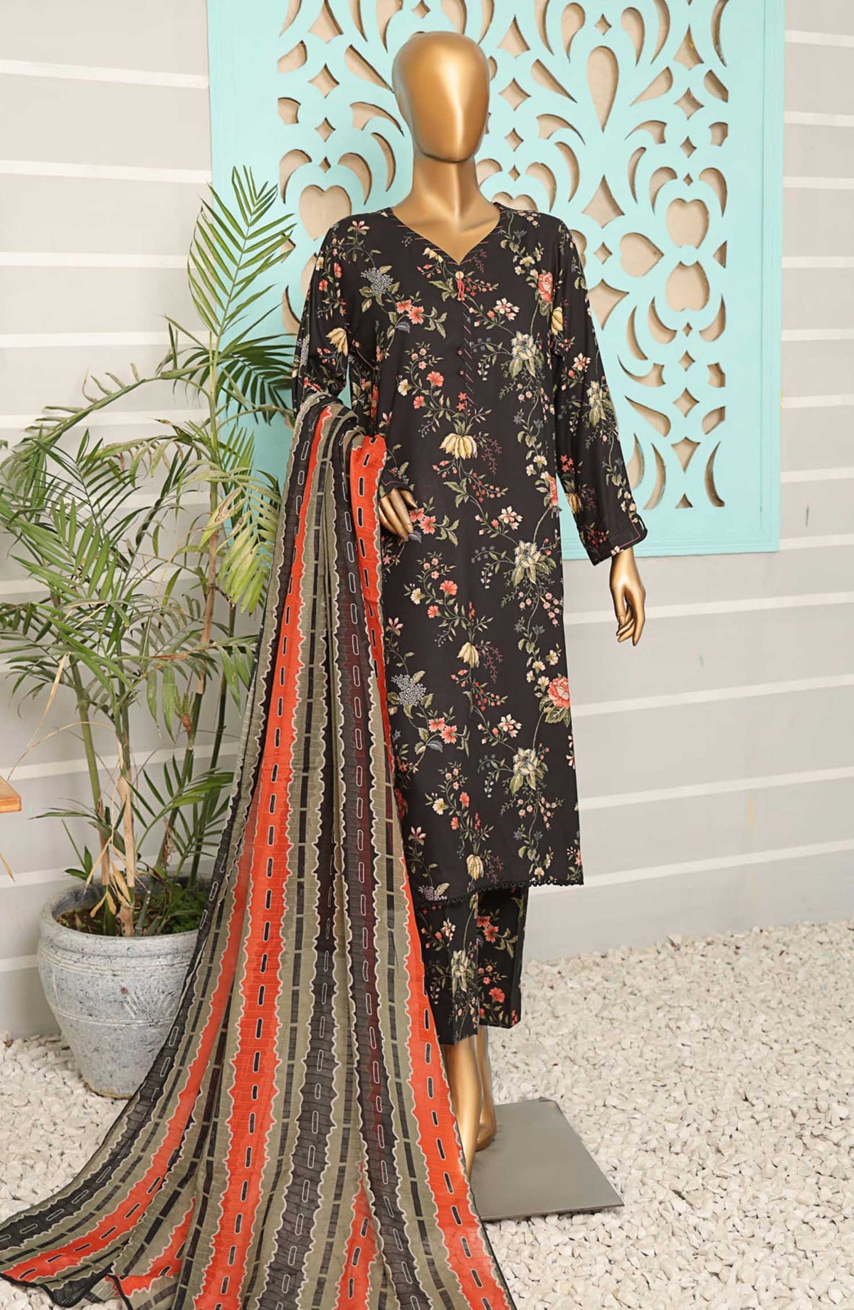 LWP-1129 | 3Pc Unstitched Suit Winter Digital Printed Linen Wintry By Hz Textiles