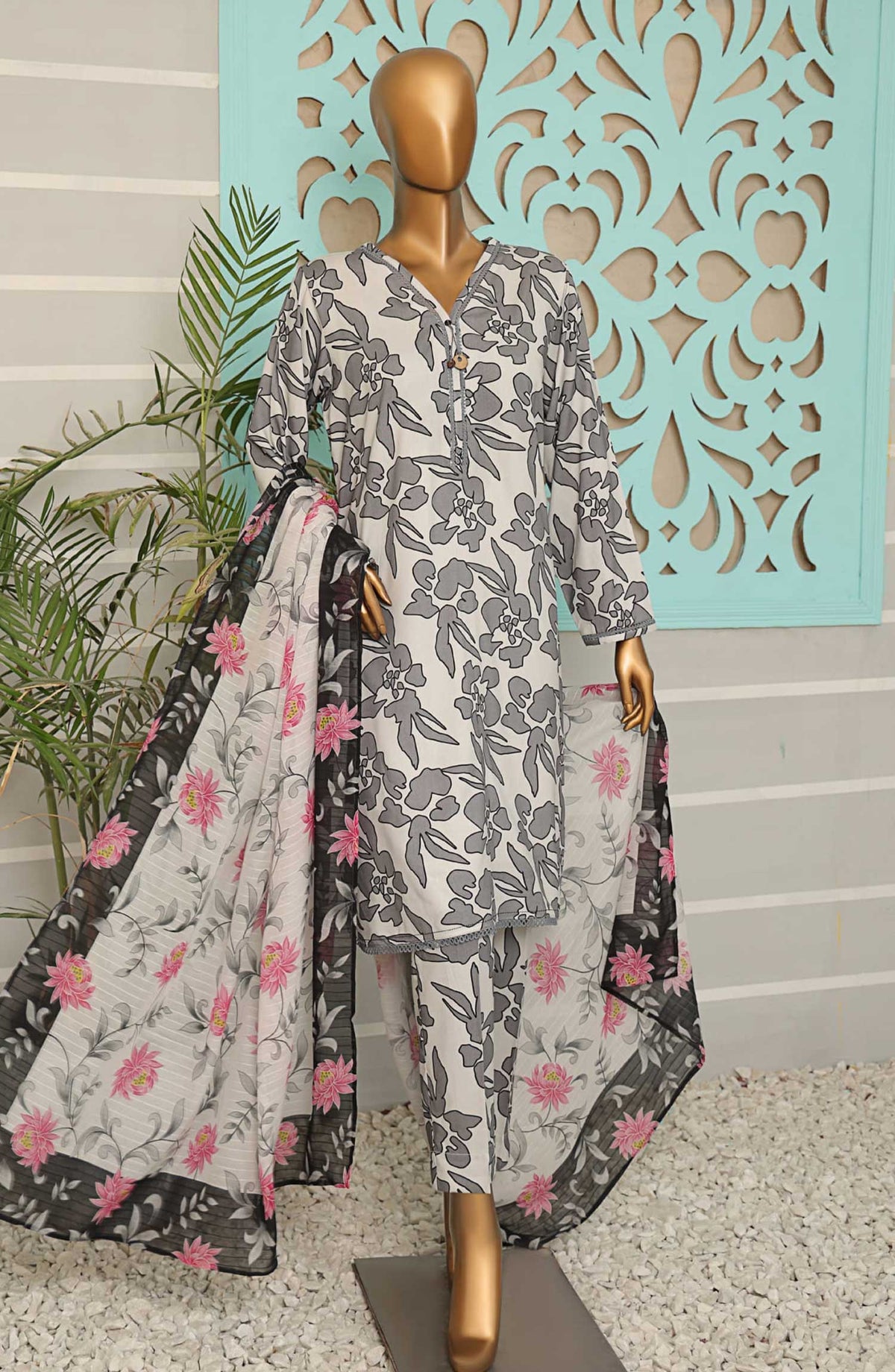 LWP-1133 | 3Pc Unstitched Suit Winter Digital Printed Linen Wintry By Hz Textiles