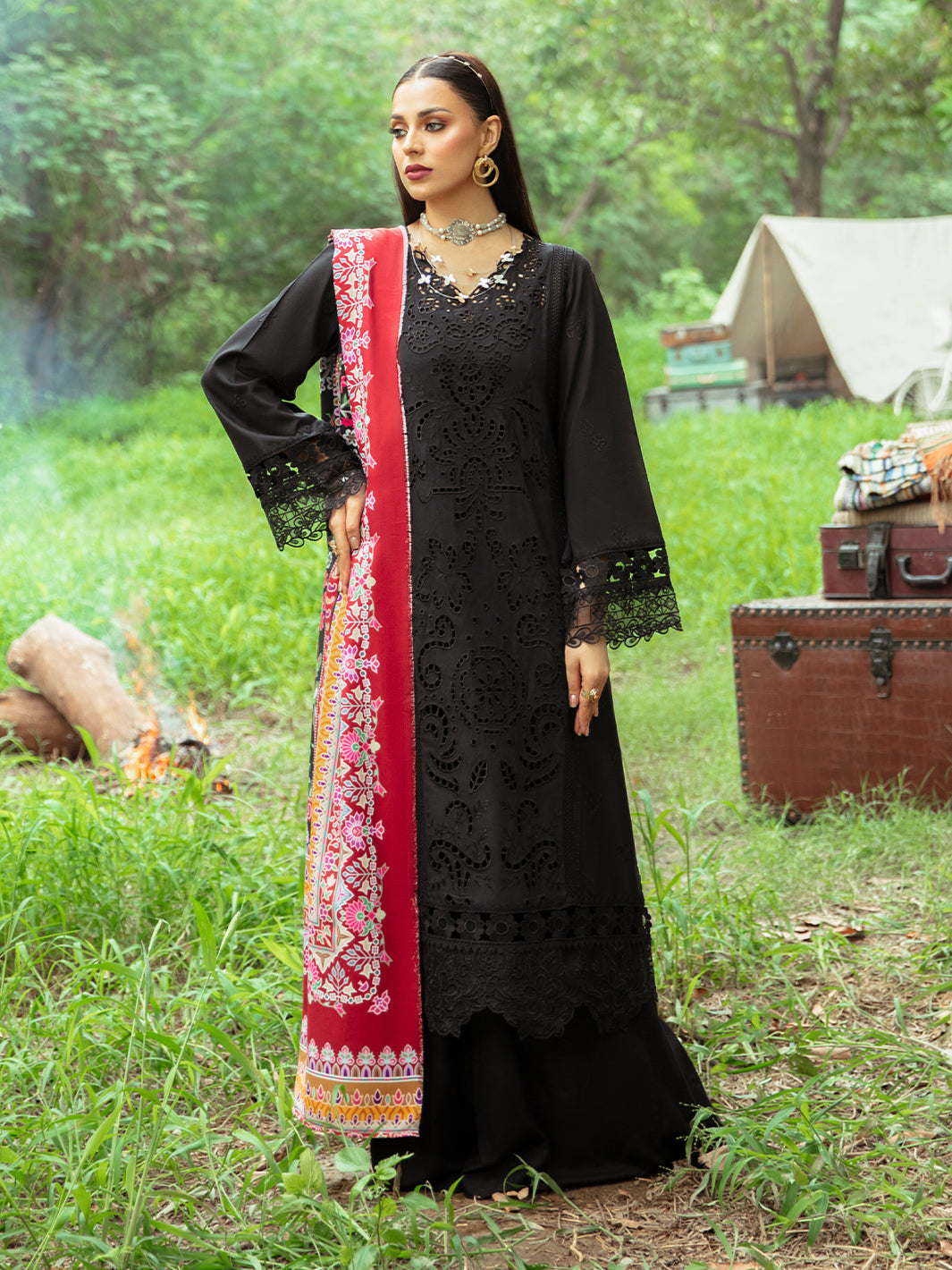 LYLAH | 3Pc Unstitched Suit Linen Winter 24 Hazel By Mahnur