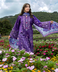 3-PC Unstitched Chikan Embroidered Lawn Hemline By Mushq | Lily Veil