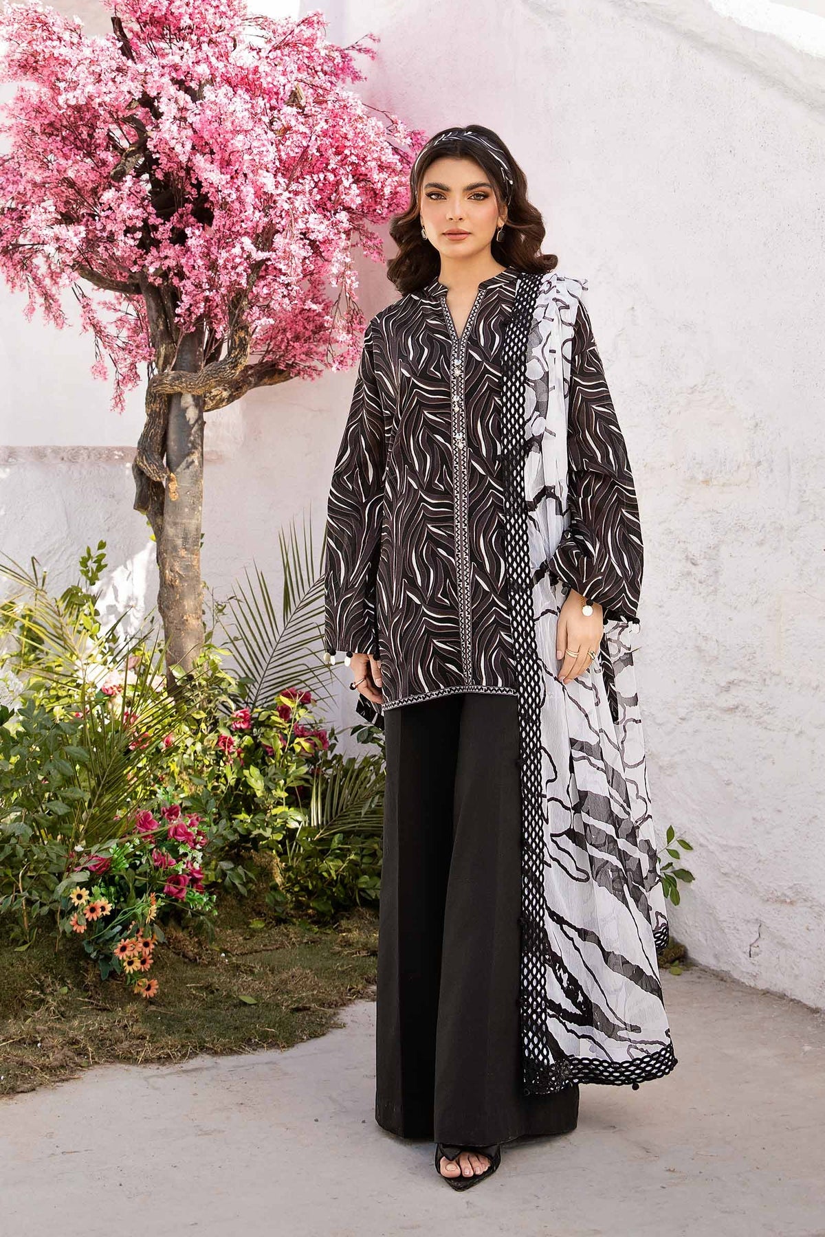 Unstitched 3-PC Printed Lawn Suit M basic By Maria B | MB-CUS25-704B