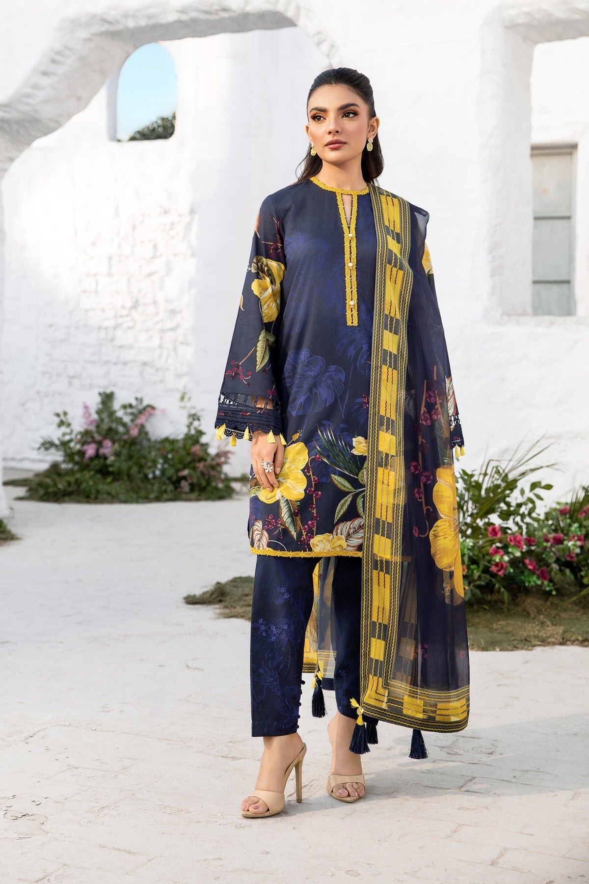 Unstitched 3-PC Printed Lawn Suit M basic By Maria B | MB-CUS25-710B