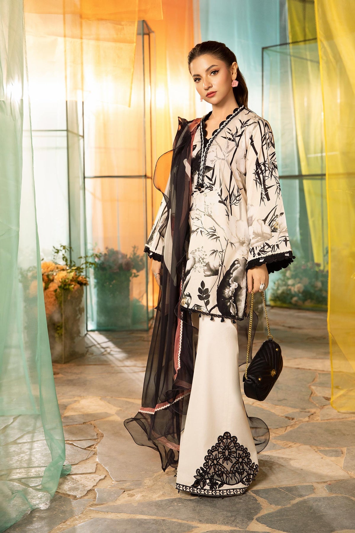 Unstitched 3-PC Printed Lawn Suit M basic By Maria B | MB-CUS25-713B