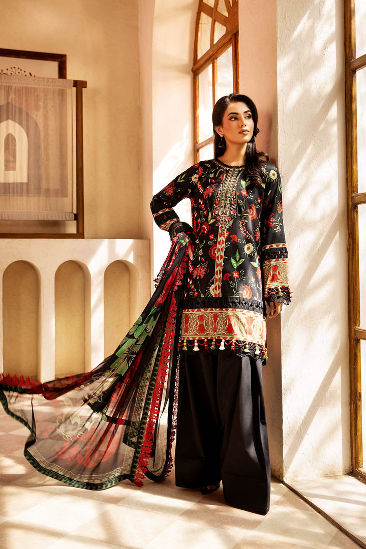 3-PC Unsititched Embroidered Lawn By Mbasics | MB-CUS25-901A