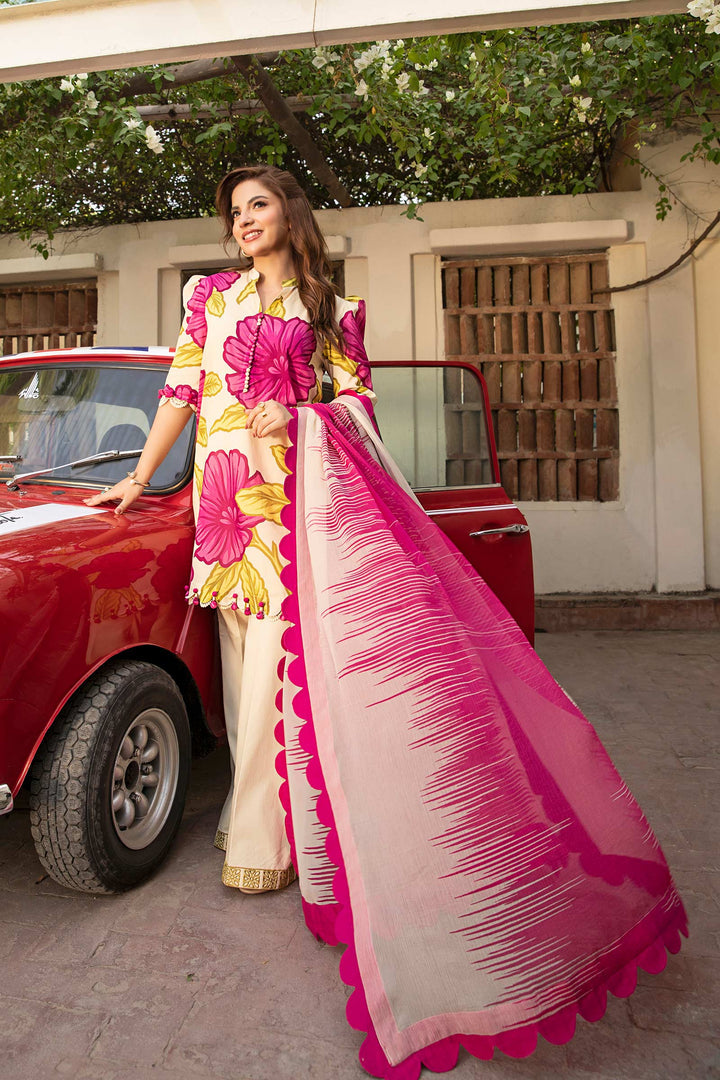 3-PC Unsititched Embroidered Lawn By Mbasics | MB-CUS25-902B