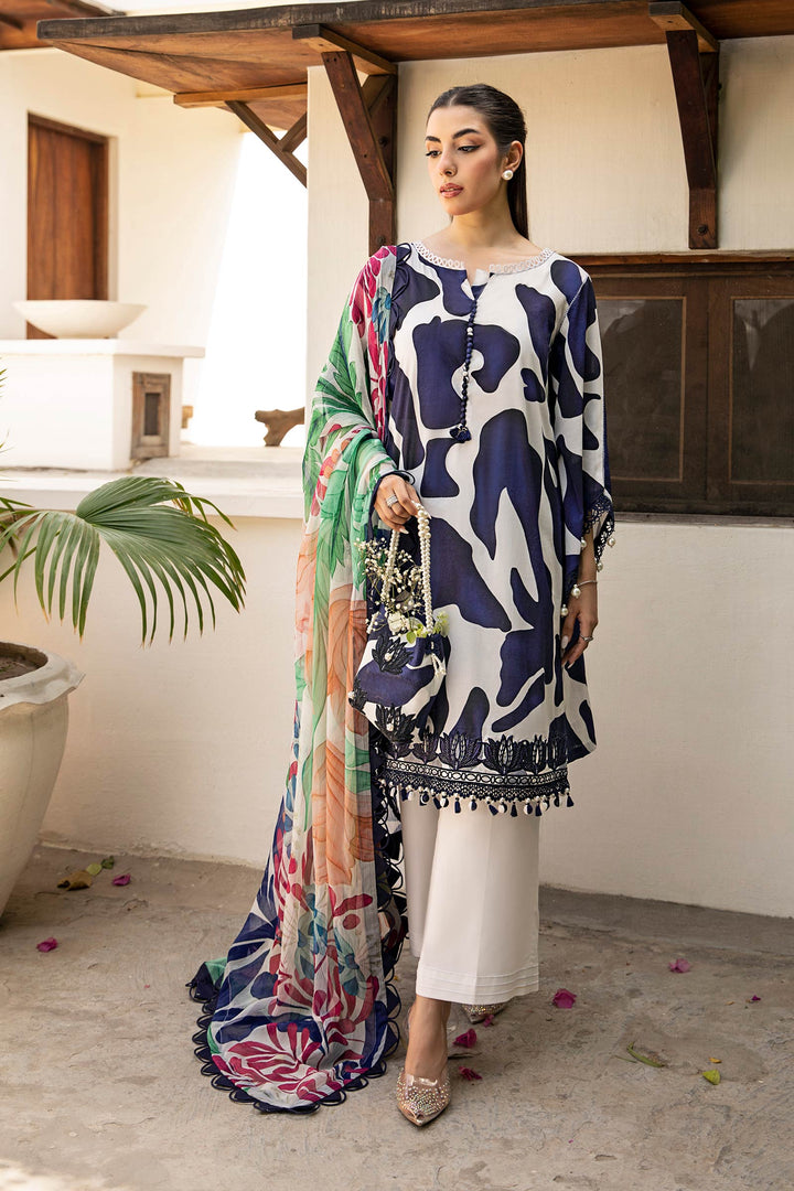 3-PC Unsititched Embroidered Lawn By Mbasics | MB-CUS25-905B