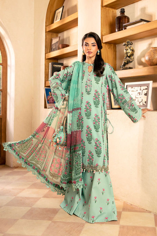 3-PC Unsititched Embroidered Lawn By Mbasics | MB-CUS25-908B