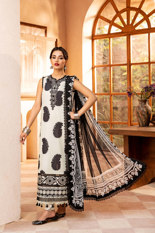 3-PC Unsititched Embroidered Lawn By Mbasics | MB-CUS25-911B