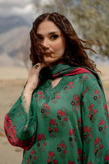 502-B | 3Pc Unstitched Printed Linen Suit Winter Mirage By M.Basics