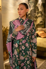 504-B | 3Pc Unstitched Printed Khaddar Suit Winter Mirage By M.Basics