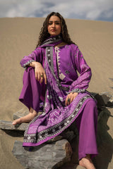 507-B | 3Pc Unstitched Printed Linen Suit Winter Mirage By M.Basics