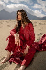508-B | 3Pc Unstitched Printed Khaddar Suit Winter Mirage By M.Basics