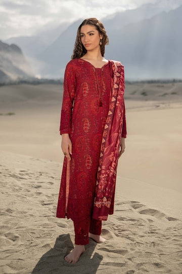 508-B | 3Pc Unstitched Printed Khaddar Suit Winter Mirage By M.Basics